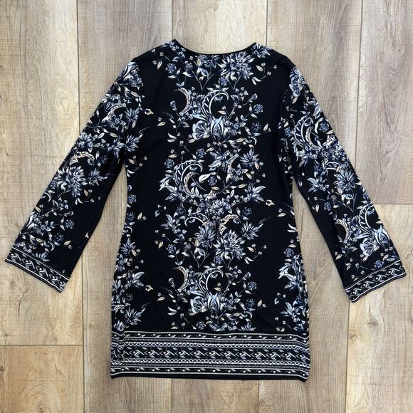 White House Black Market Floral Dress Size M Petite Embroidered Stretch Classic - Picture 7 of 13